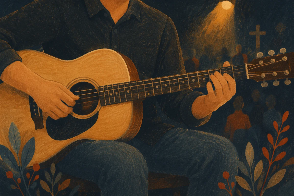 Close-Up Acoustic Guitar in Worship