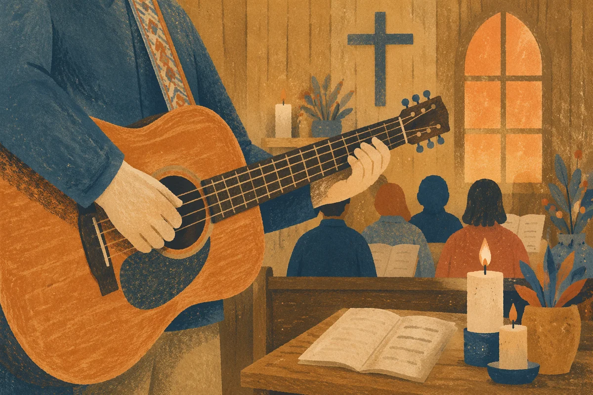 Acoustic Guitar Worship in Candlelit Chapel