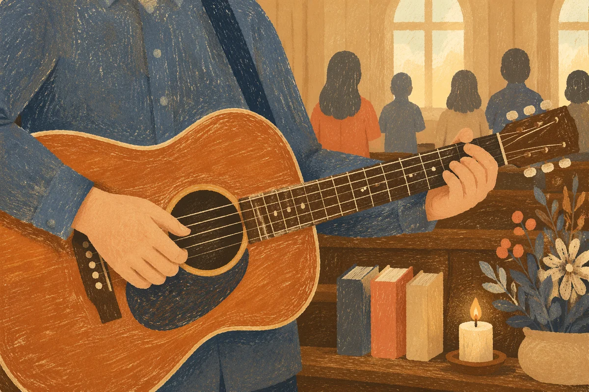 Acoustic Guitar Worship in Wooden Chapel