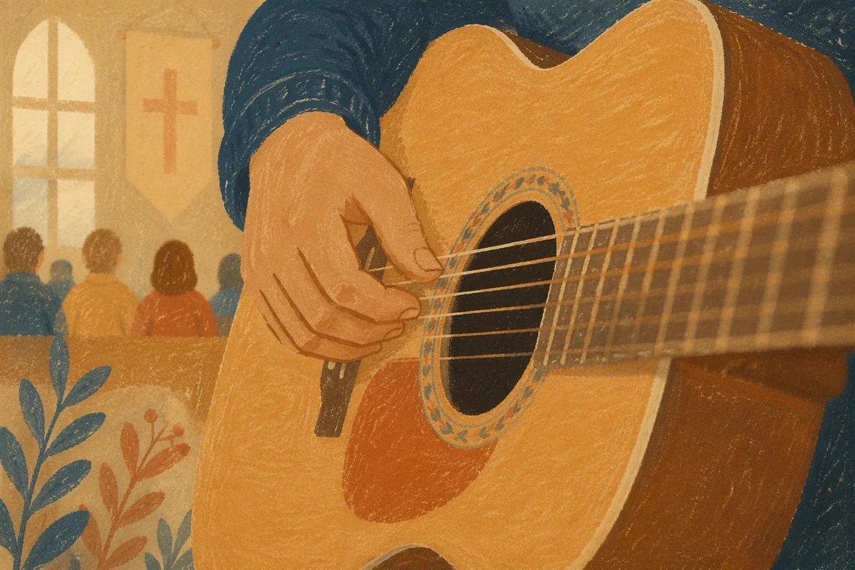 Close-Up Acoustic Guitar Worship Moment