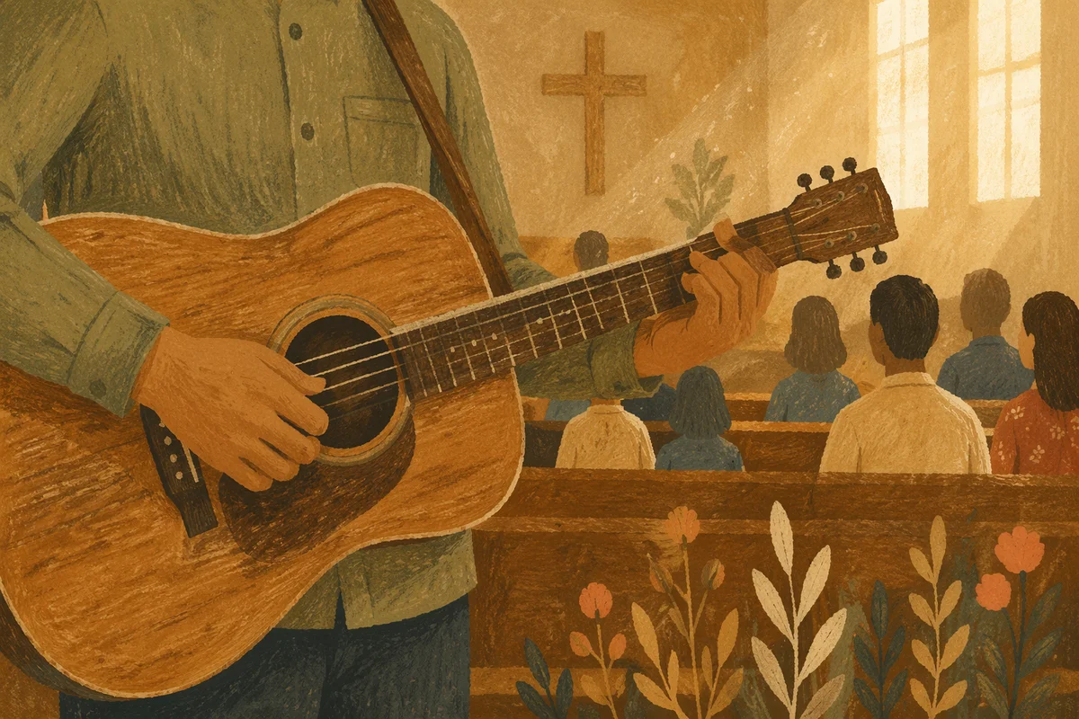 Acoustic Guitar Worship in Morning Church Light