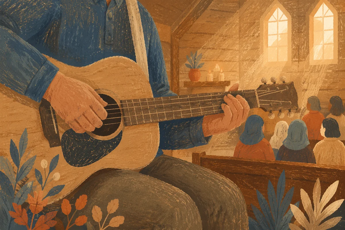 Acoustic Guitar Worship in Warm Chapel Light