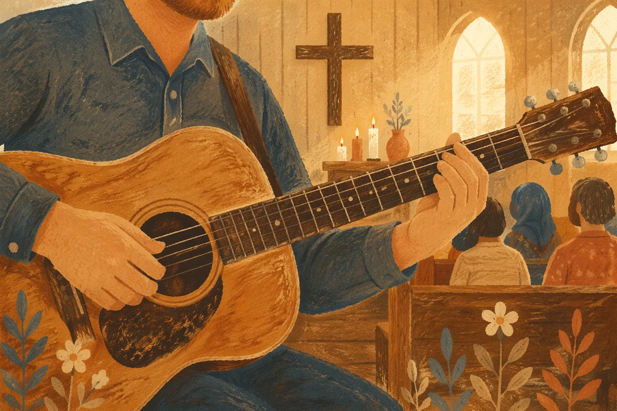 Acoustic Guitar Worship in Wooden Chapel