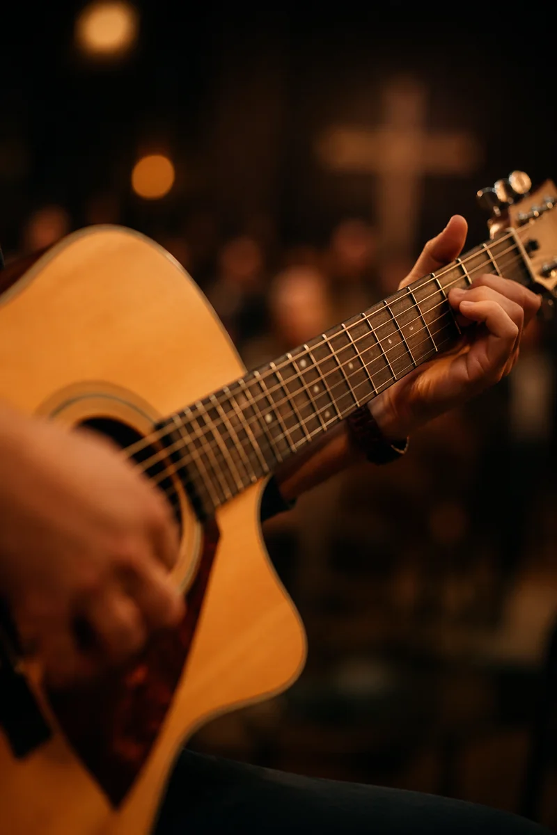 Acoustic Guitar Hands in Intimate Worship