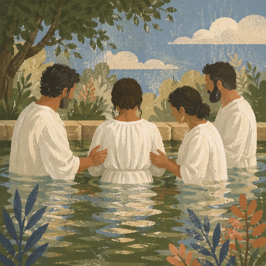 Reverent Adult Baptism in Outdoor Church Pool