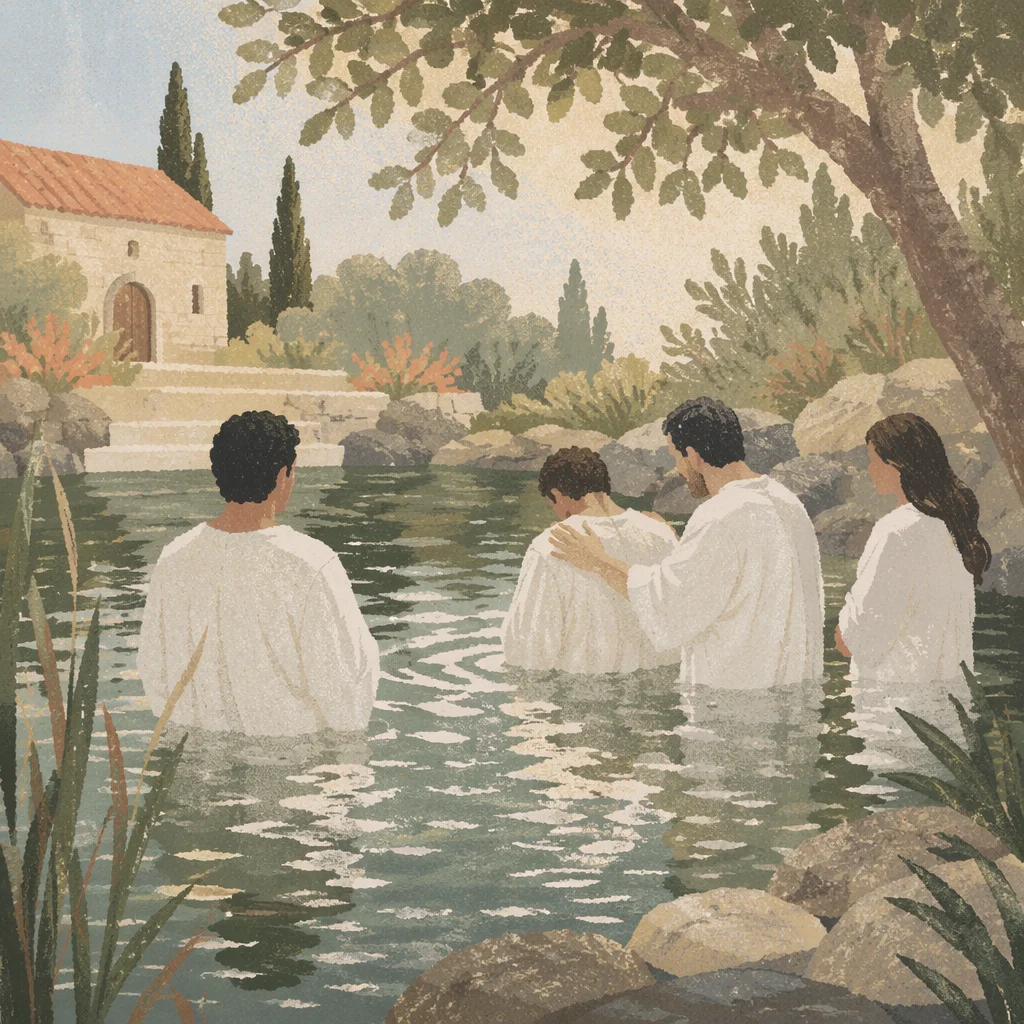 Peaceful Adult Baptism in Natural Church Pool