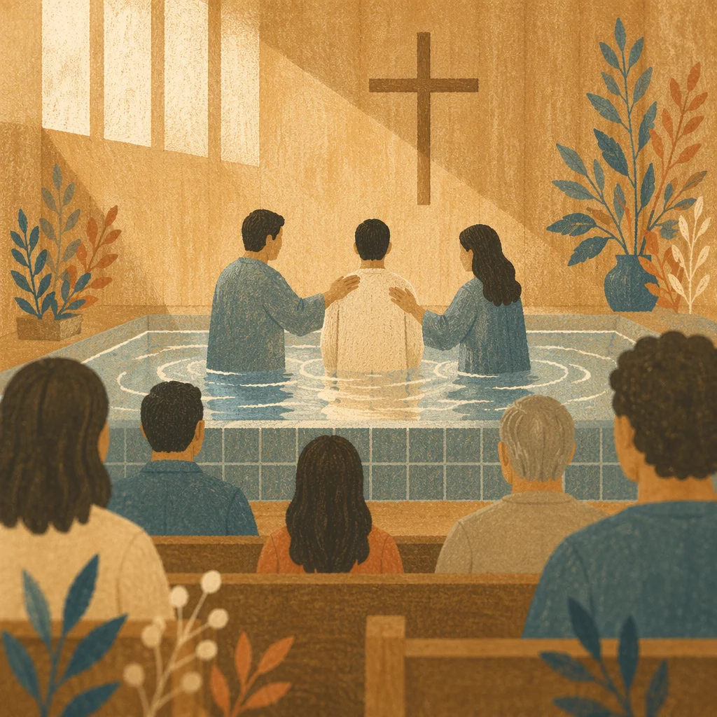 Reverent Adult Baptism in Church Pool