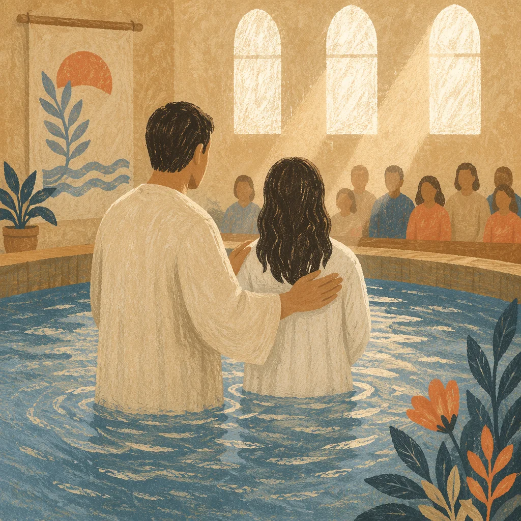 Adult Baptism in Warm Church Pool