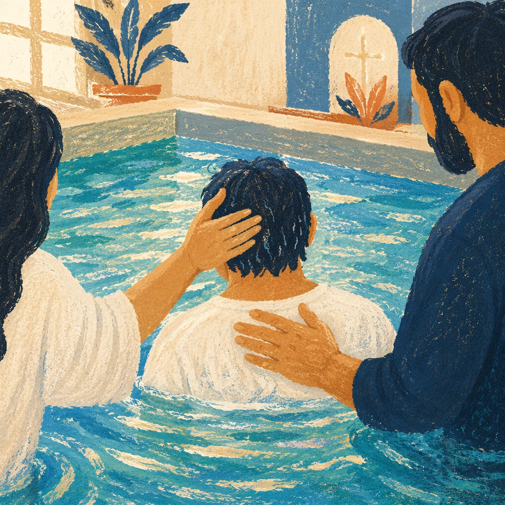 Reverent Adult Baptism in Church Pool