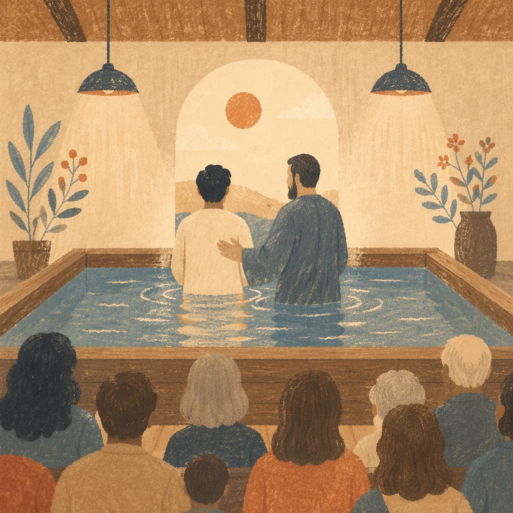 Adult Baptism in Modest Church Sanctuary