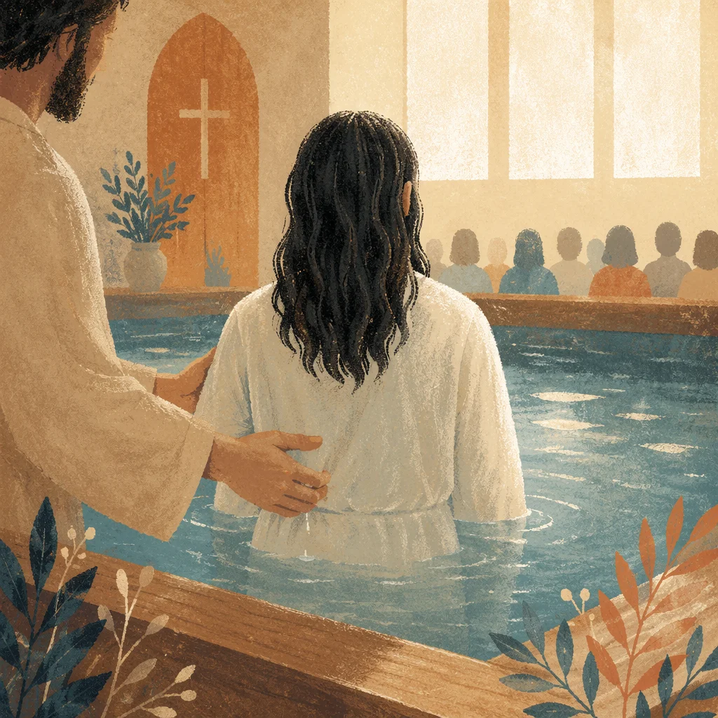 Reverent Adult Baptism in Church Pool