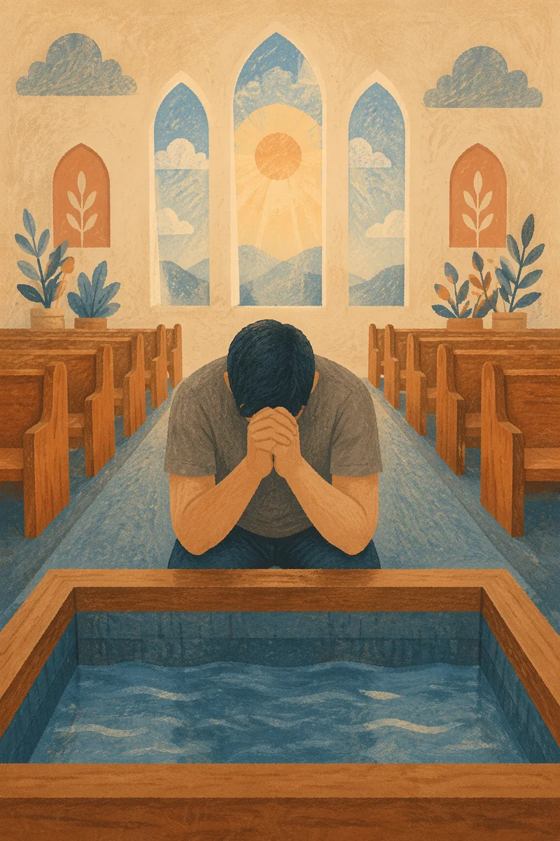 Adult Baptism Prayer in Quiet Sanctuary