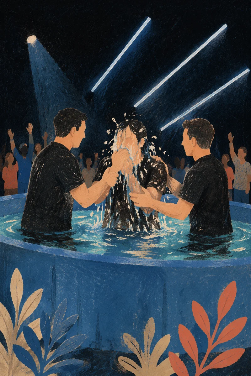 Adult Baptism in Contemporary Church Pool