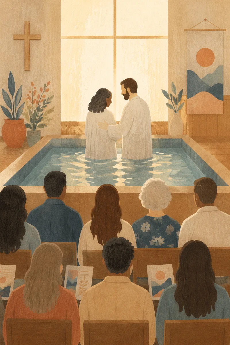 Adult Baptism in Quiet Church Pool