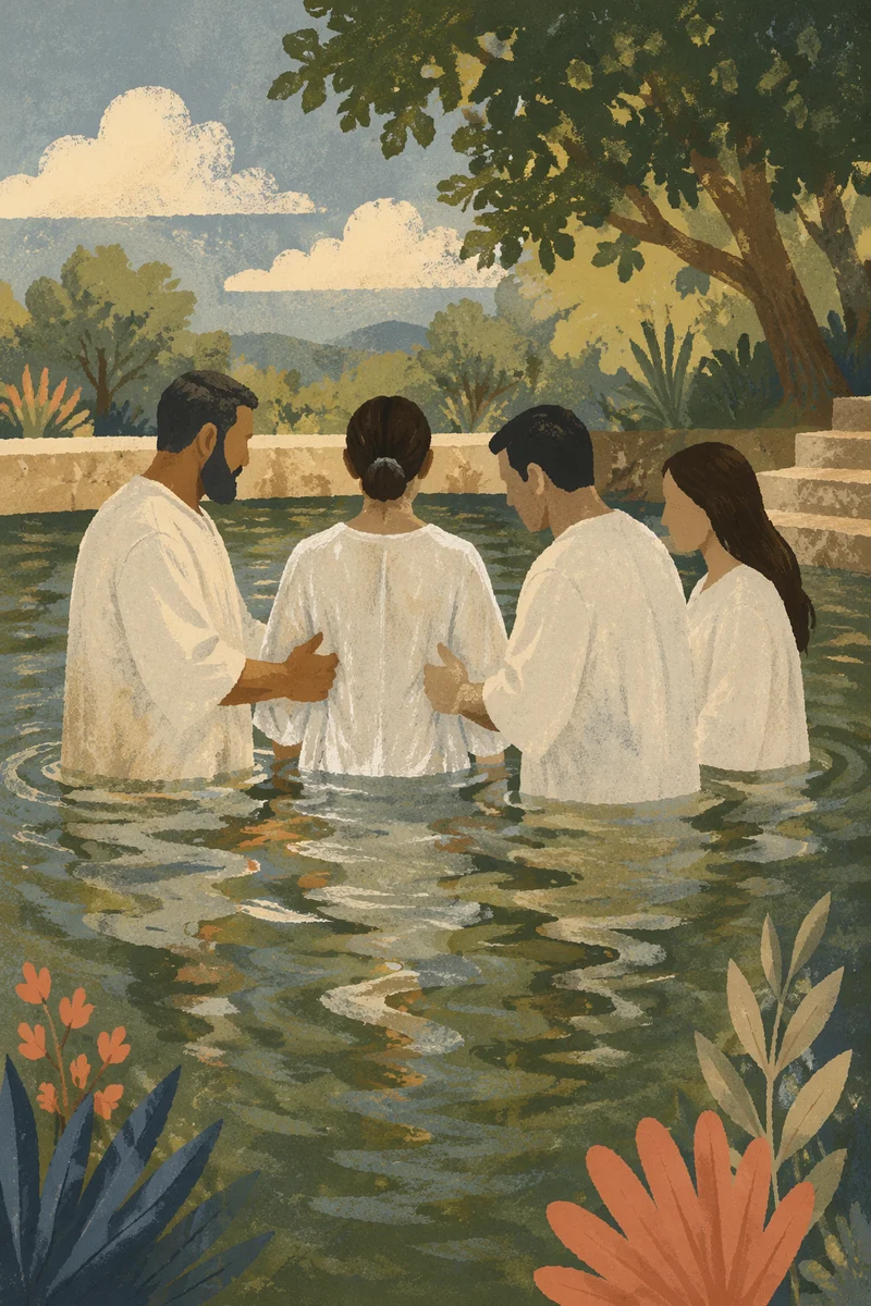 Adult Baptism in Outdoor Church Pool
