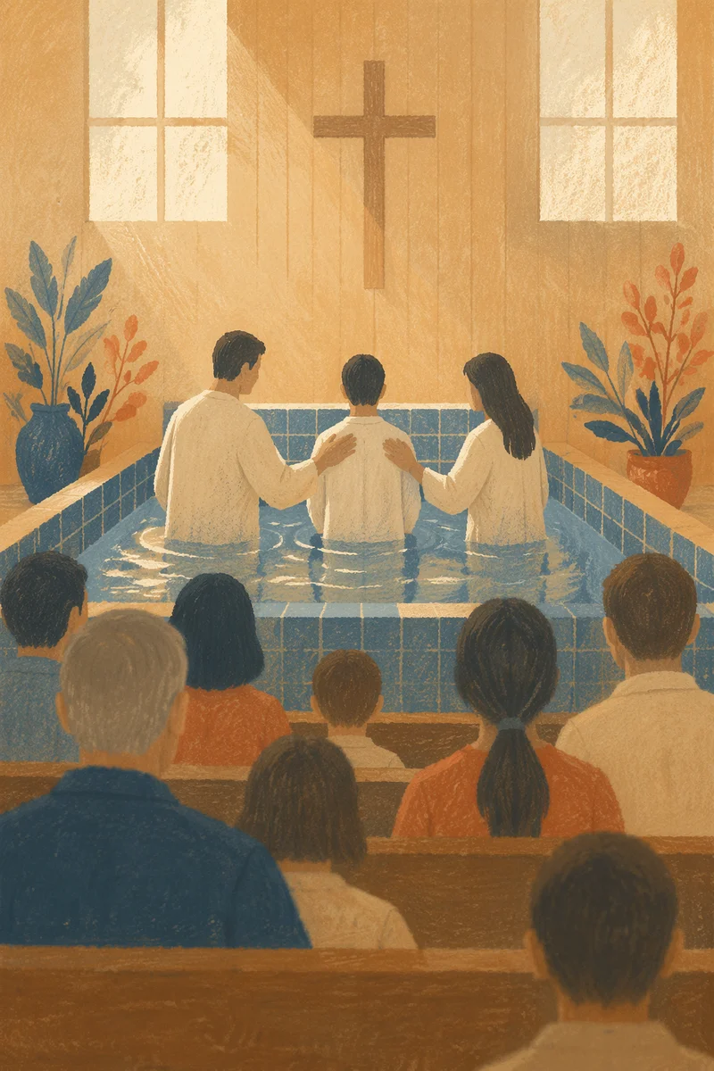 Adult Baptism in Modest Church Pool