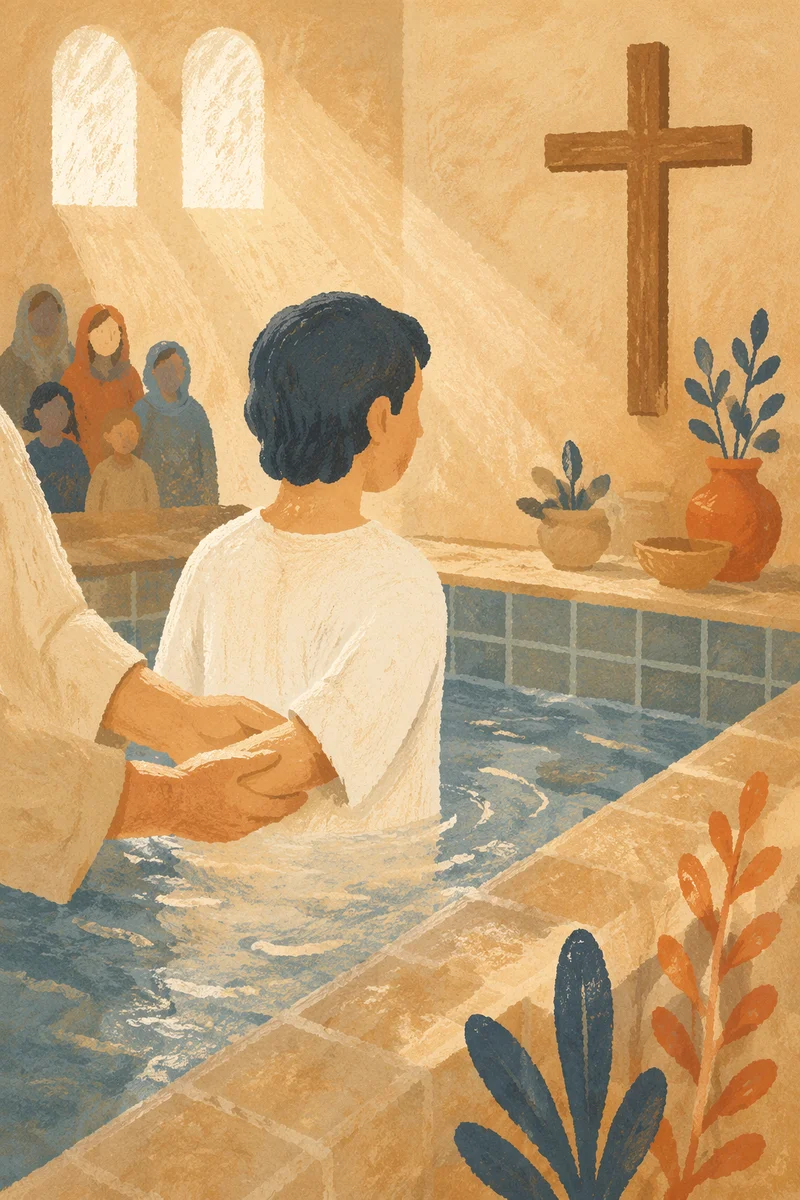 Reverent Adult Baptism in Church Sanctuary
