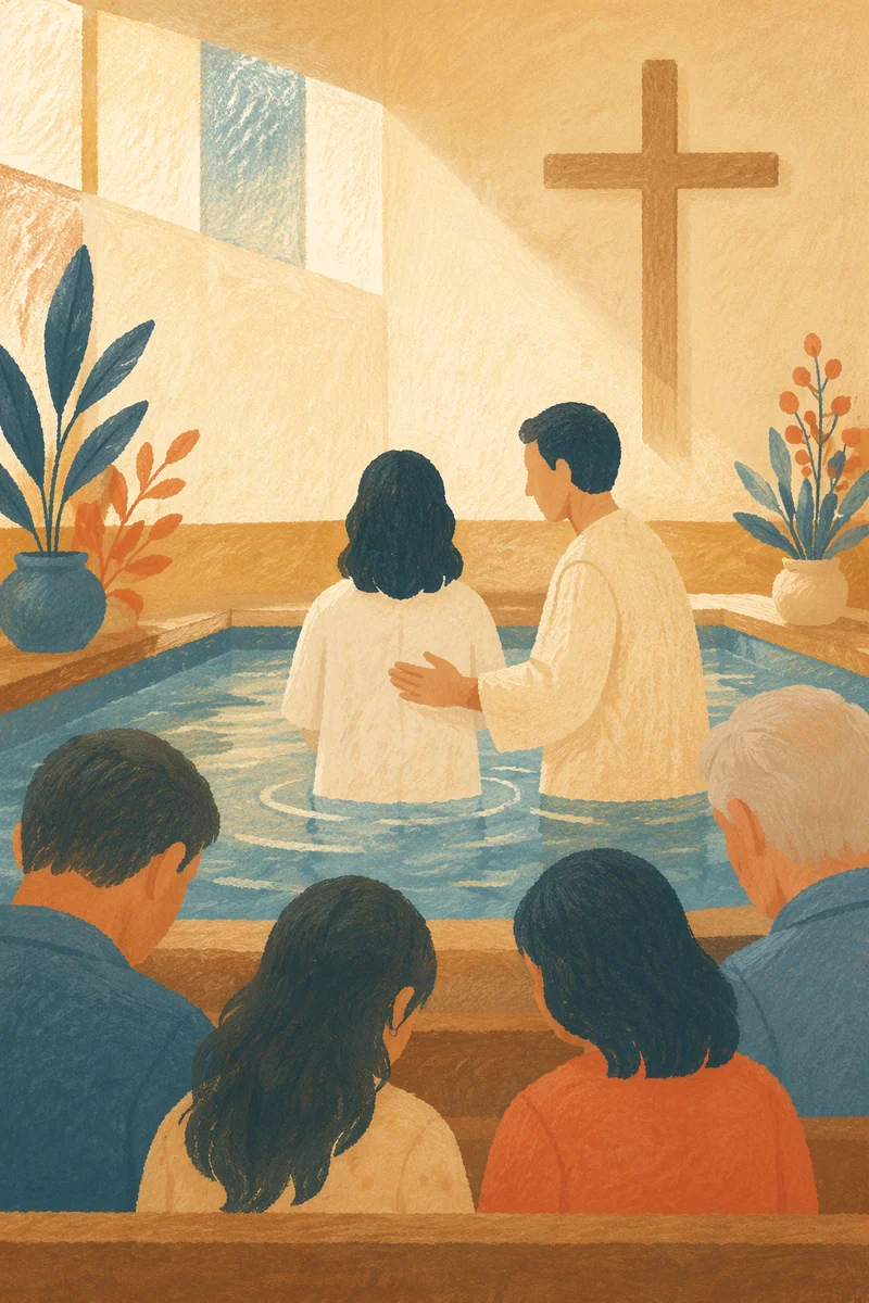 Reverent Adult Baptism in Church Sanctuary