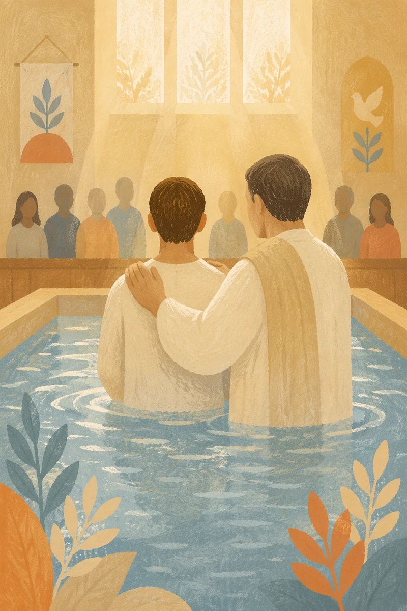 Adult Baptism in Warm Church Pool