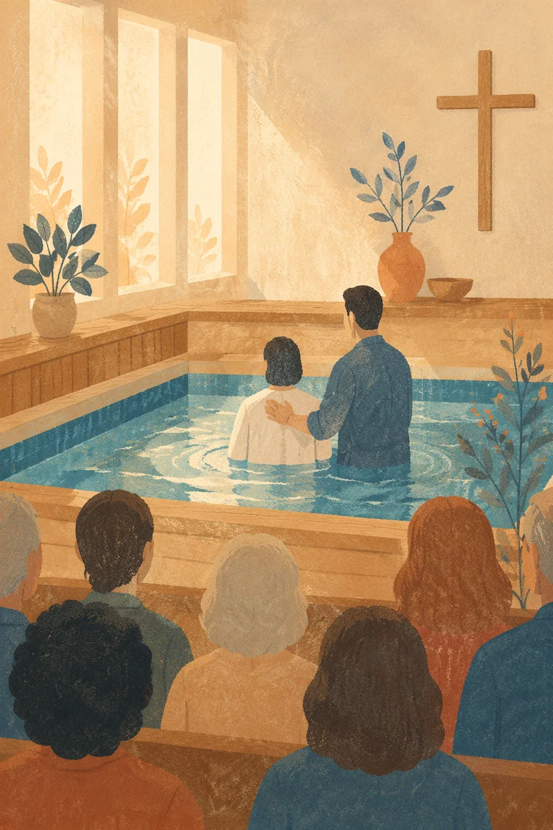 Reverent Adult Baptism in Church Pool
