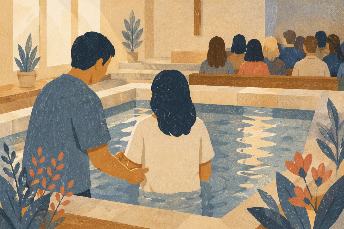 Reverent Adult Baptism in Church Pool