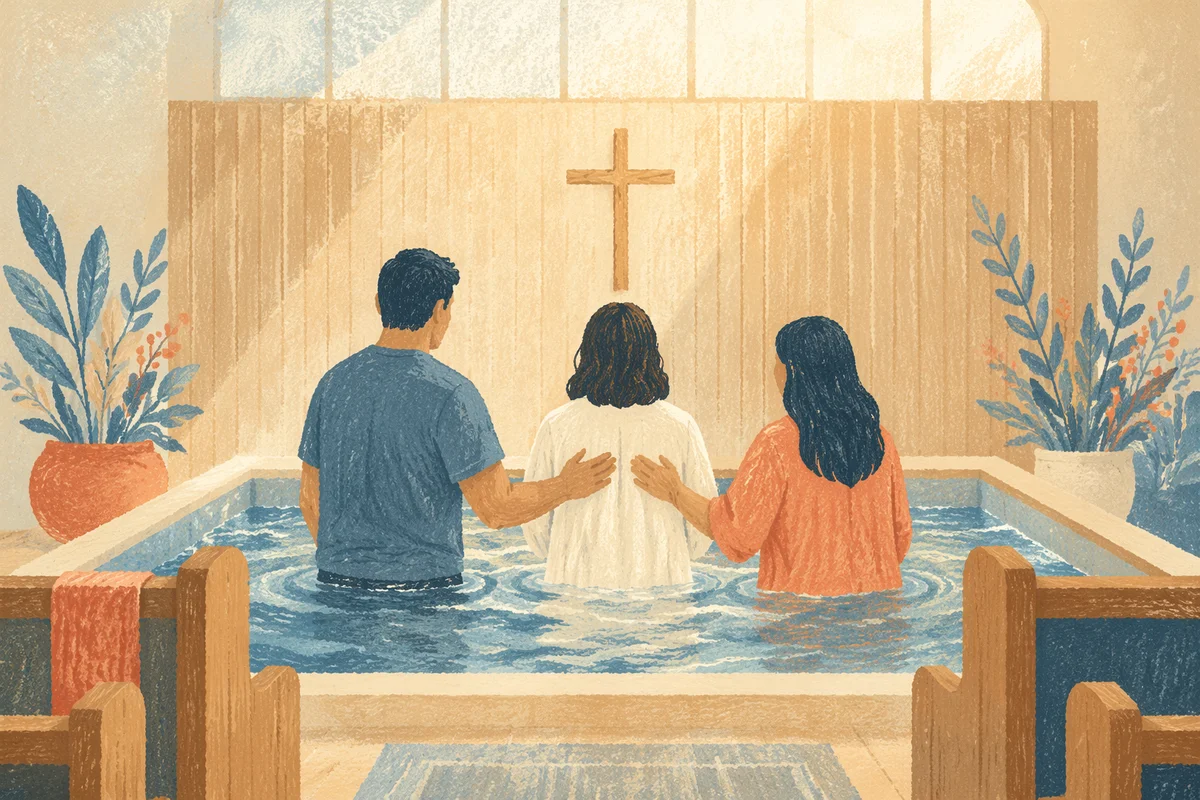 Adult Baptism in Modest Church Pool