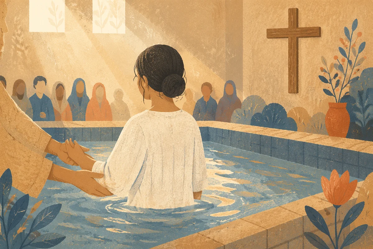 Adult Baptism in Modest Church Sanctuary