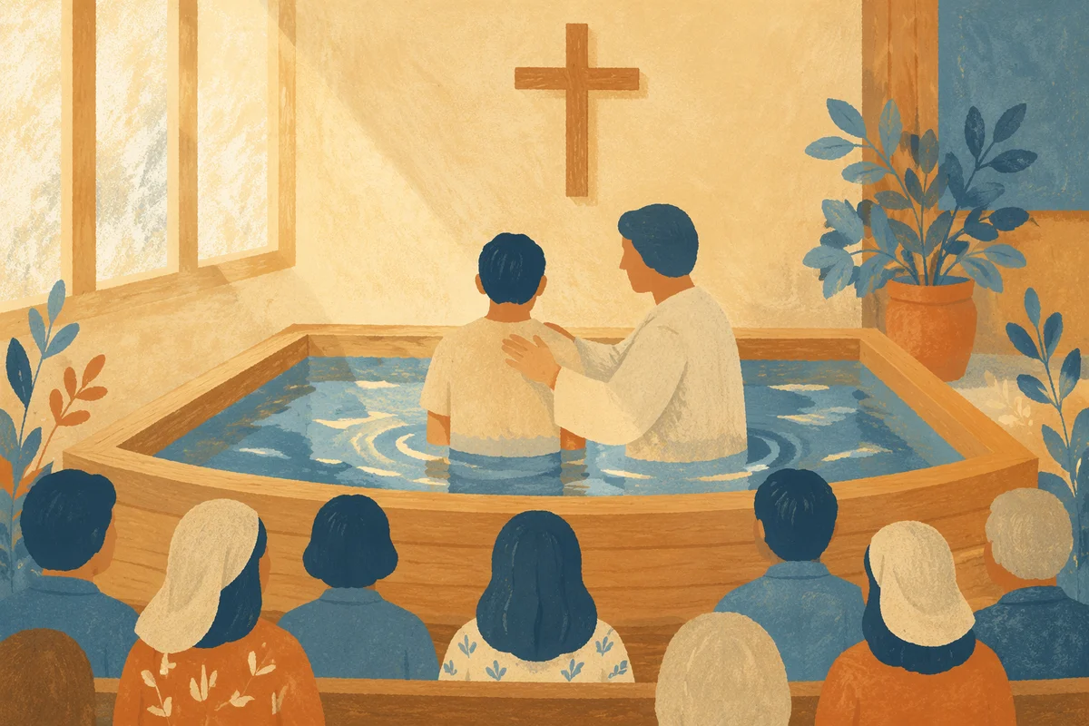 Reverent Adult Baptism in Church Pool