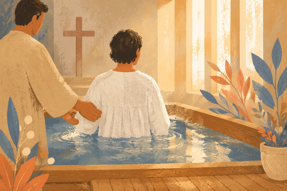 Reverent Adult Baptism in Church Sanctuary