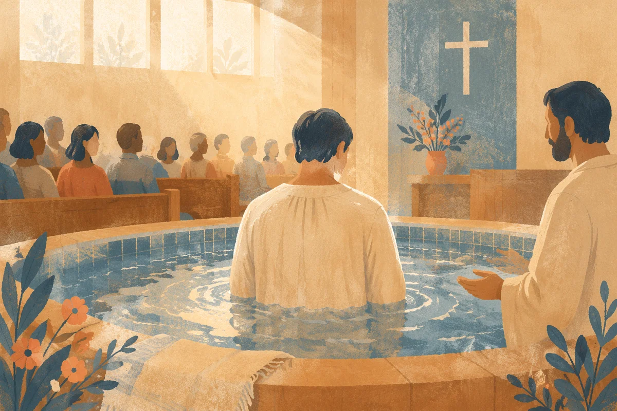 Reverent Adult Baptism in Modern Church Pool