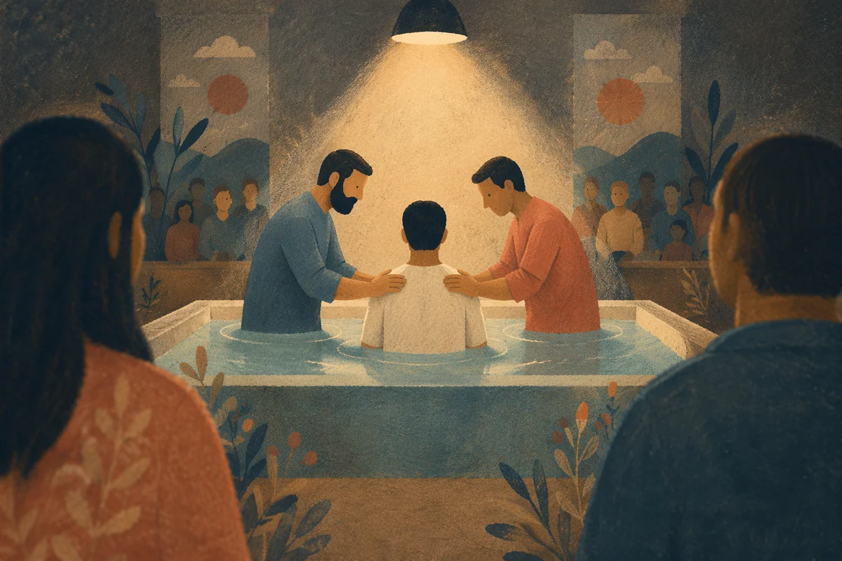 Reverent Adult Baptism in Church Pool