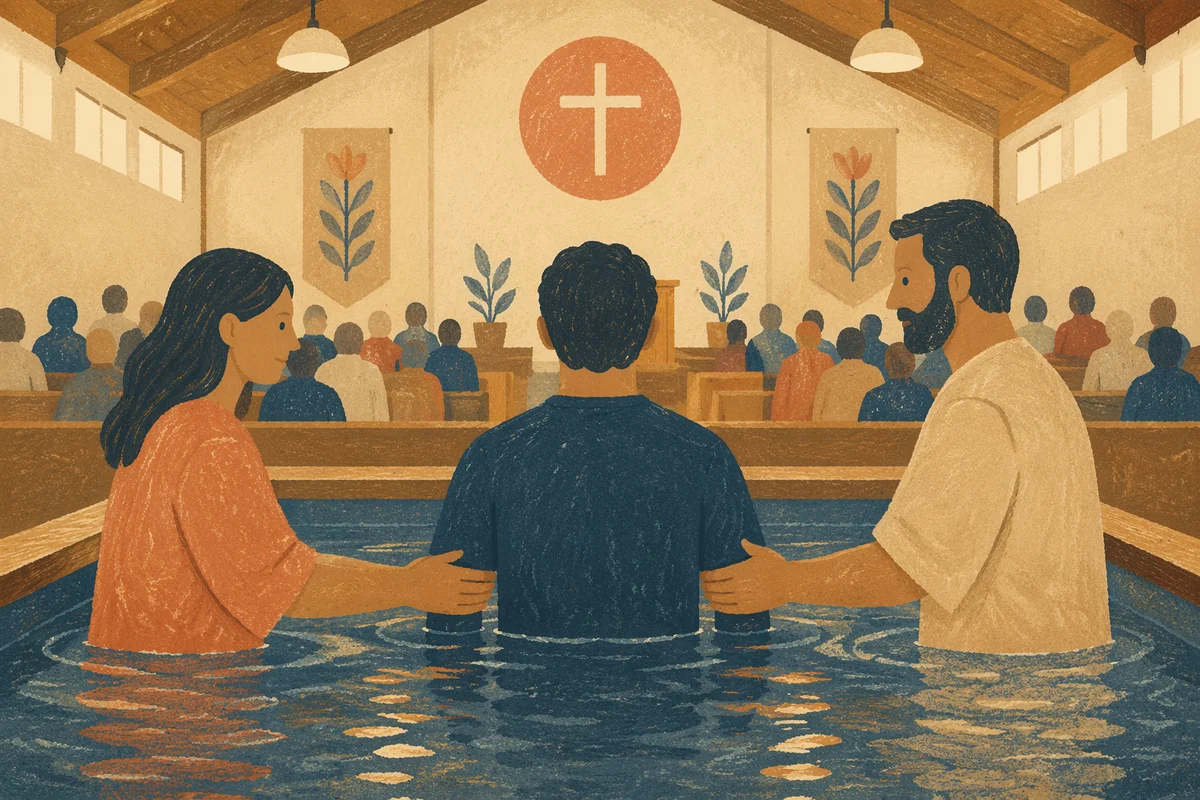 Reverent Adult Baptism in Church Pool