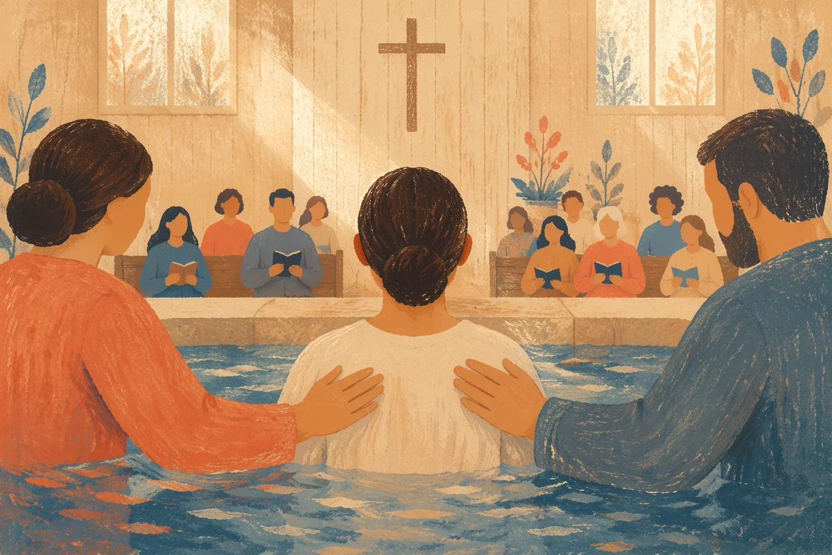 Adult Baptism in Sunlit Church Pool