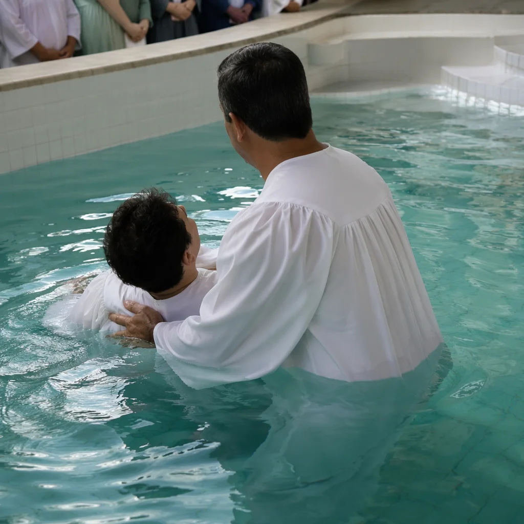 Adult Baptism Ceremony in Church Pool