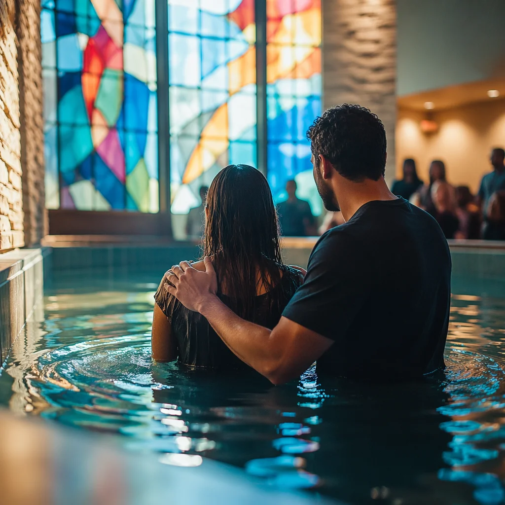 Adult Baptism Ceremony in Modern Church Pool