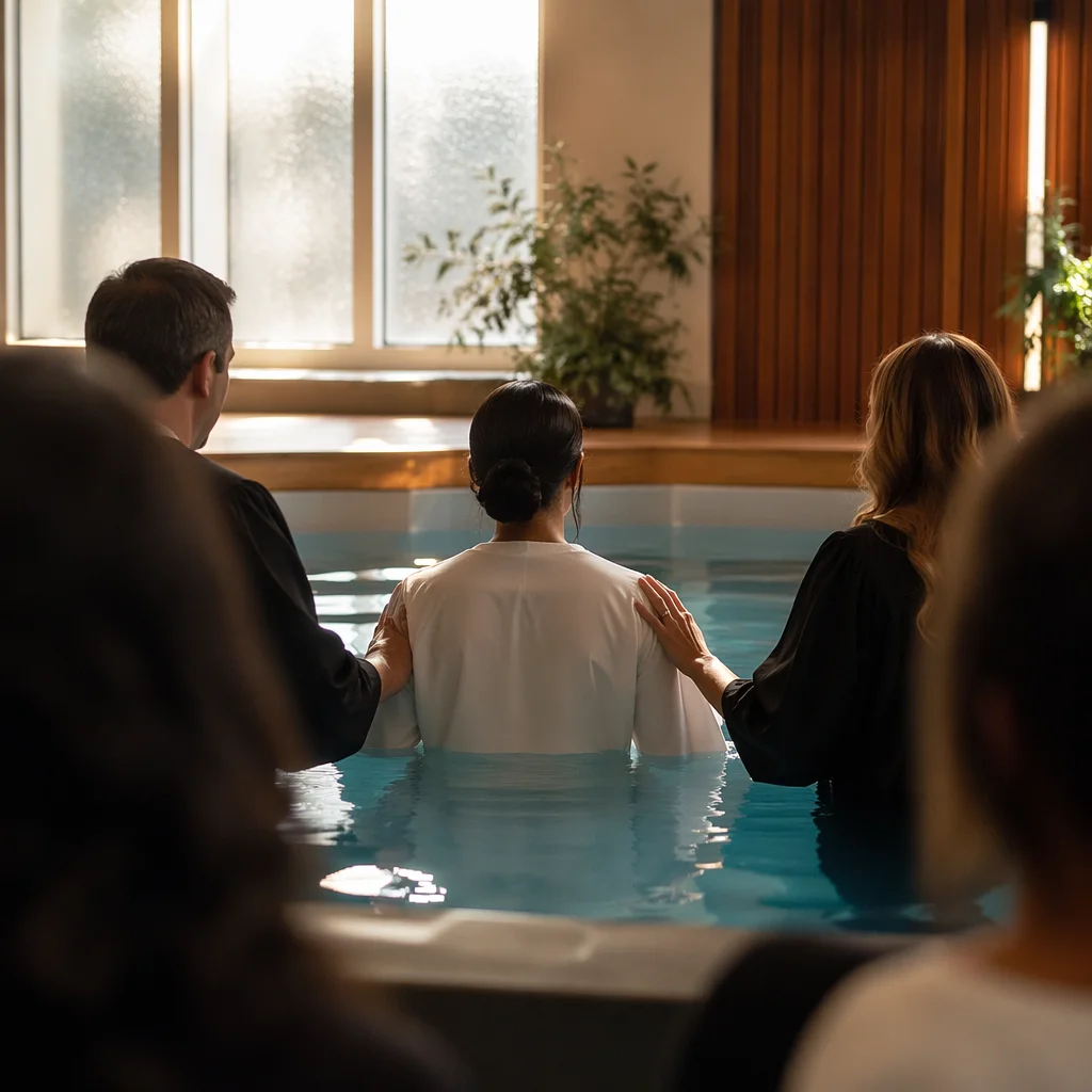 Adult Baptism in Contemporary Church Pool
