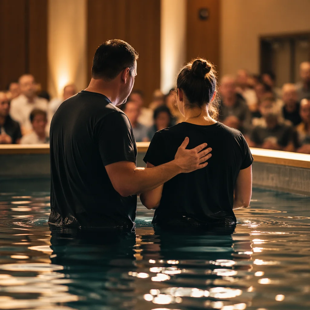 Reverent Adult Baptism in Church Pool