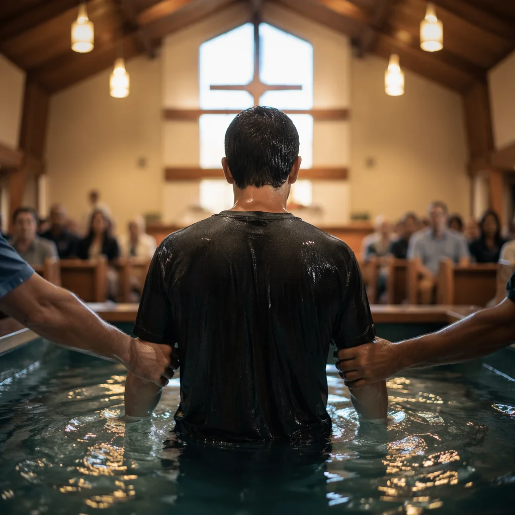 Adult Baptism in Contemporary Church Sanctuary