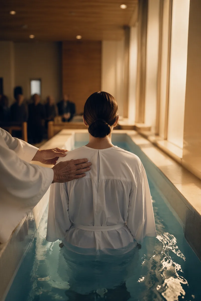 Reverent Adult Baptism in Church Pool