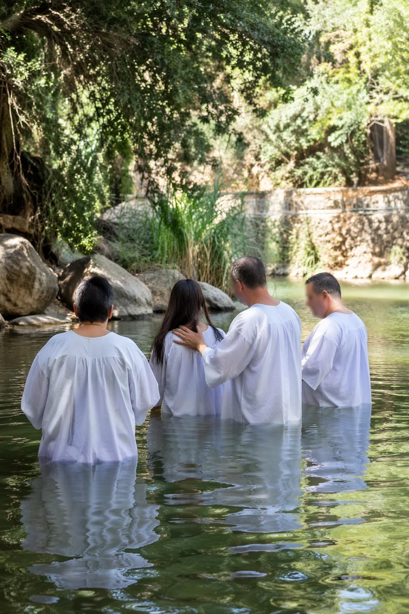 Peaceful Outdoor Adult Baptism by Church Retreat