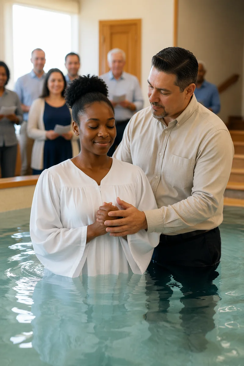 Adult Baptism in Indoor Church Pool