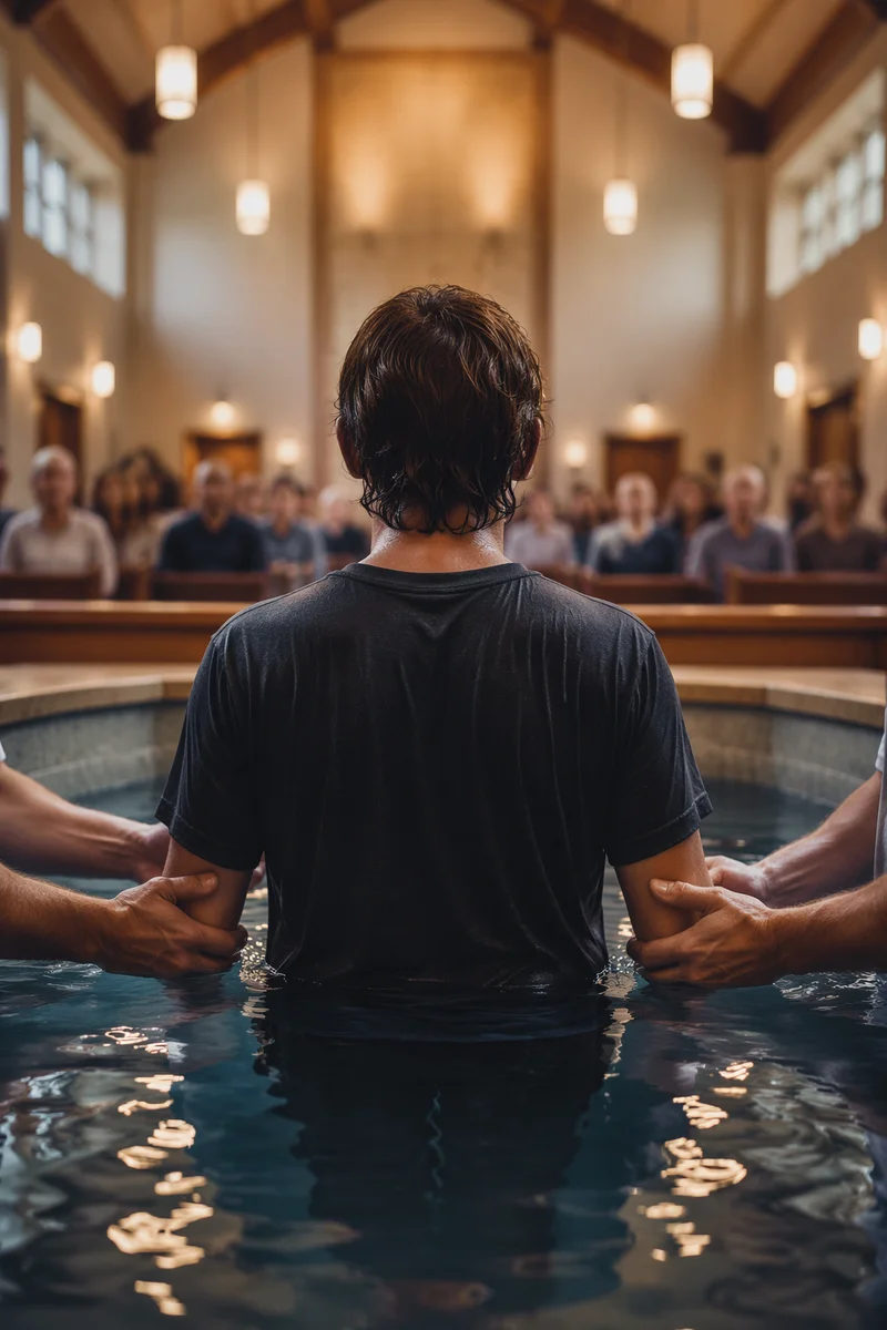 Adult Baptism in Contemporary Church Sanctuary