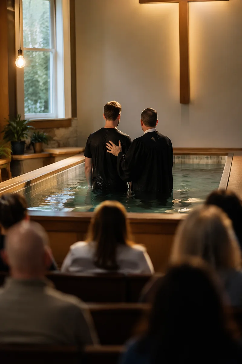 Adult Baptism in Church Sanctuary