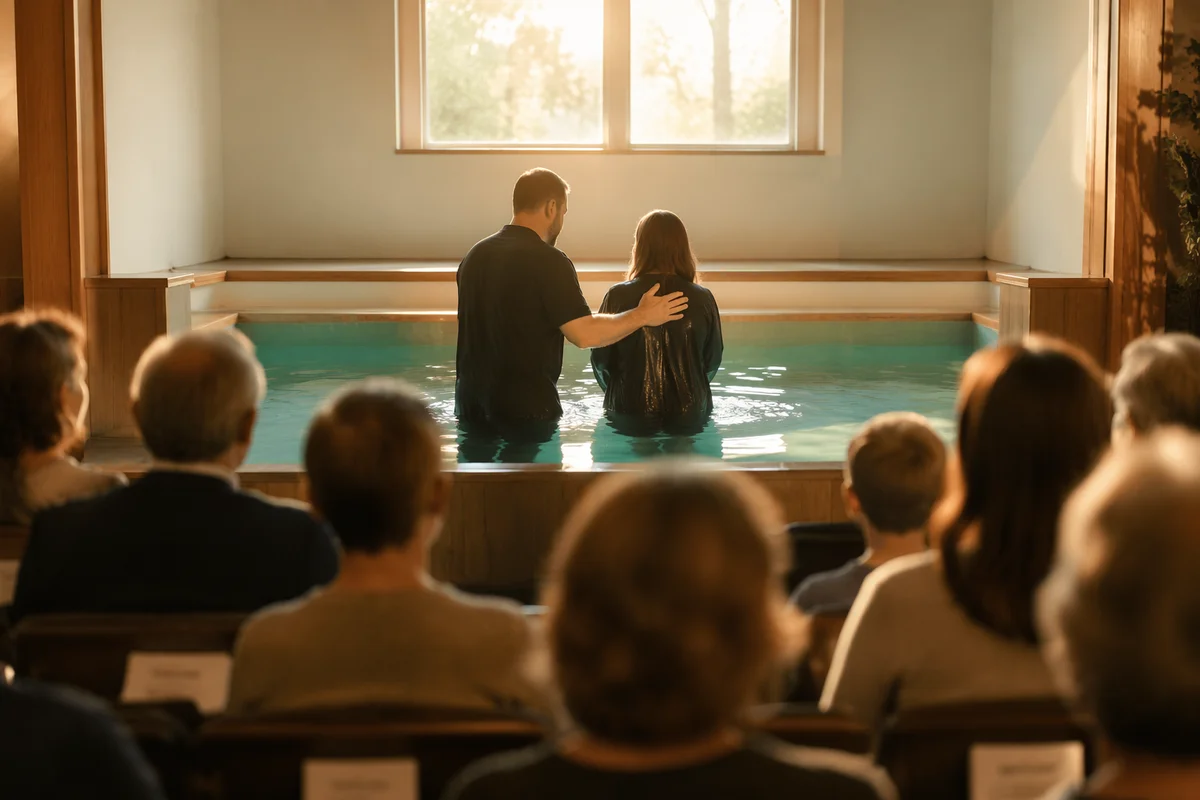 Adult Baptism in Small Church Pool