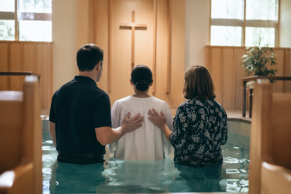 Adult Baptism in Contemporary Church Pool