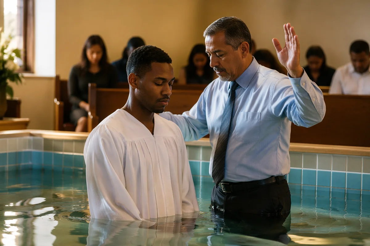 Adult Baptism in Church Sanctuary