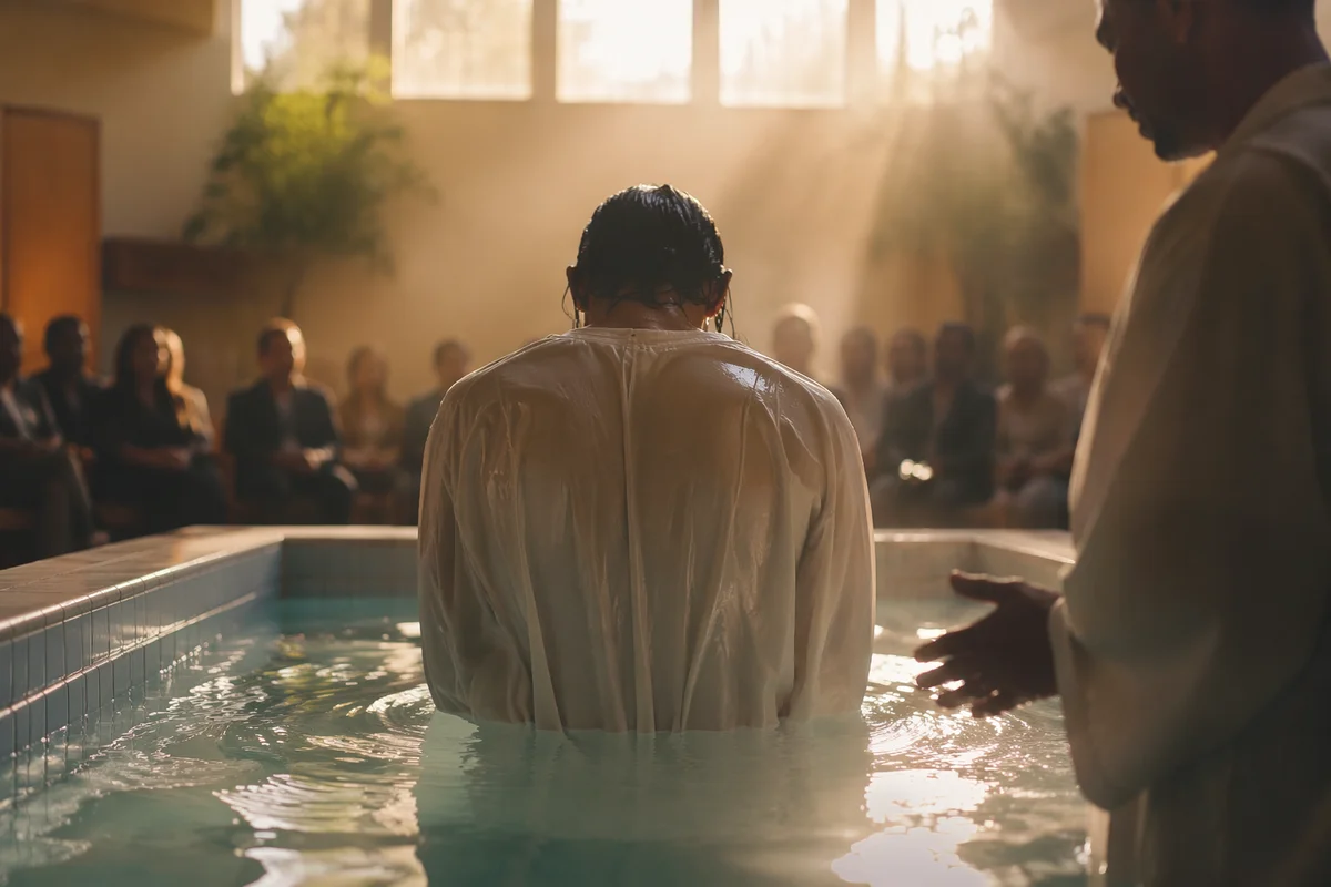 Adult Baptism in a Modern Church Pool