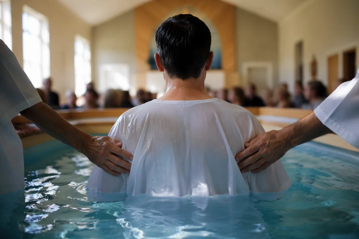 Adult Baptism in Contemporary Church Sanctuary