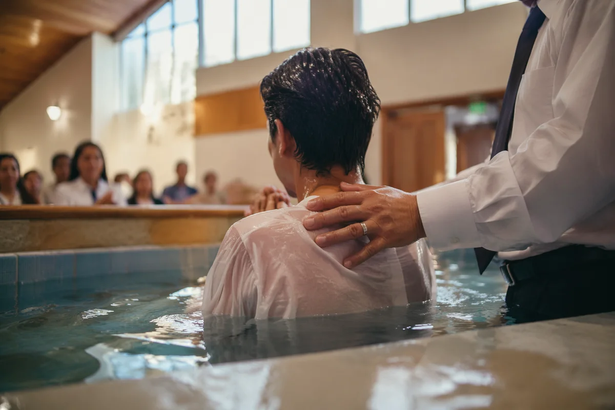 Adult Baptism in Quiet Church Pool