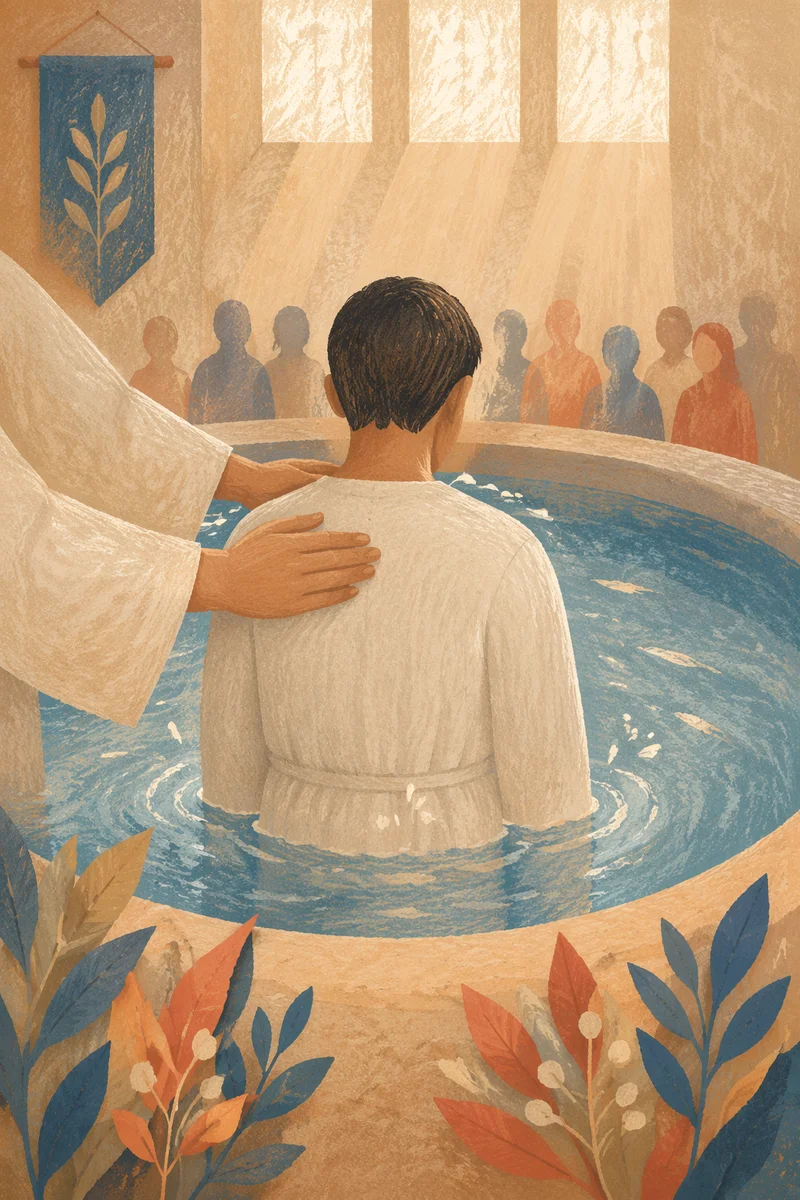 Reverent Adult Baptism in Indoor Church Pool